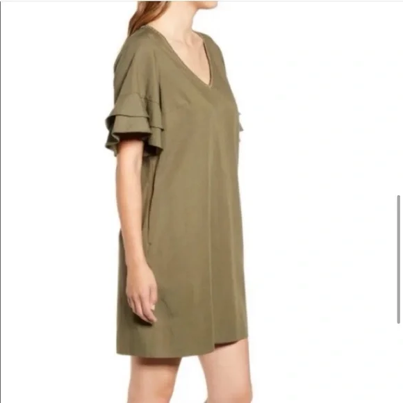 Tommy Bahama Dress XS Green Flutter Sleeve Knee Length Sage - Picture 2 of 14